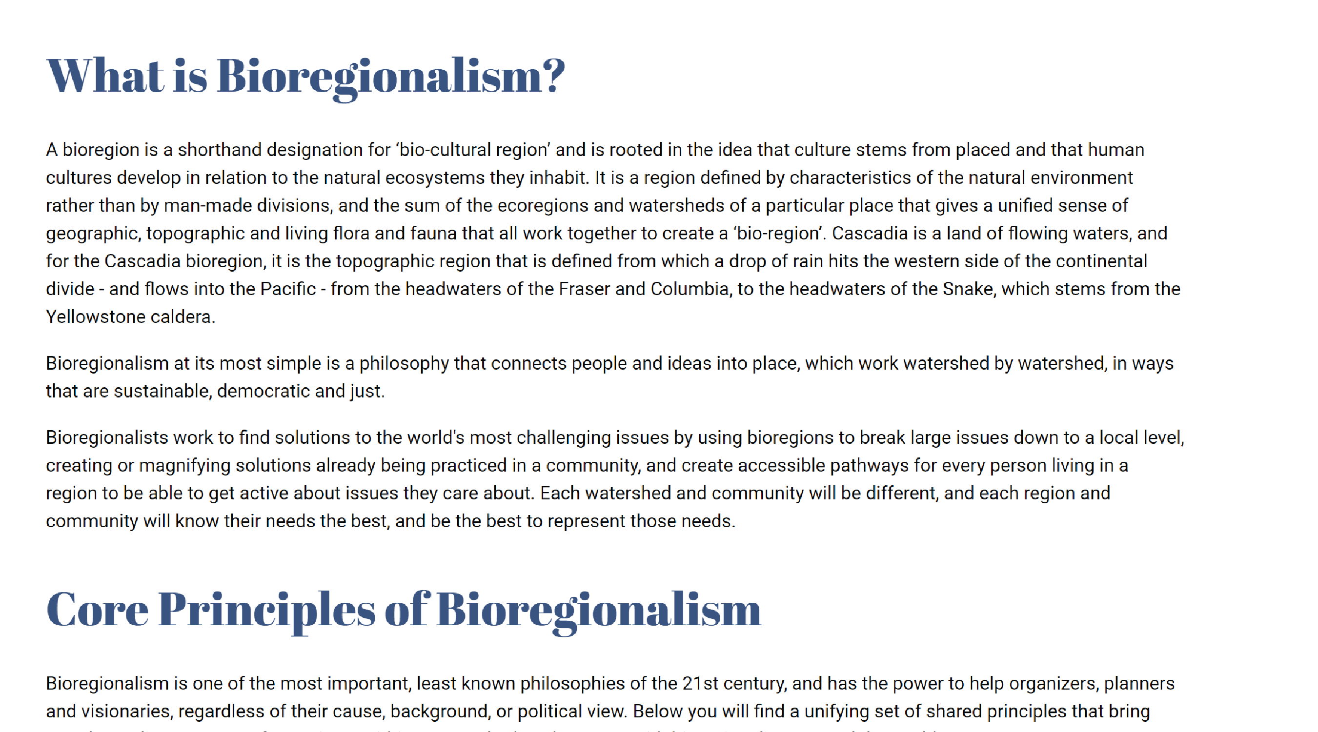 What is Bioregionalism